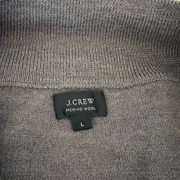 NWOT J. Crew Taupe Quarter Zip Sweater 100% Italian Merino Wool Sz L - Picture 5 of 6